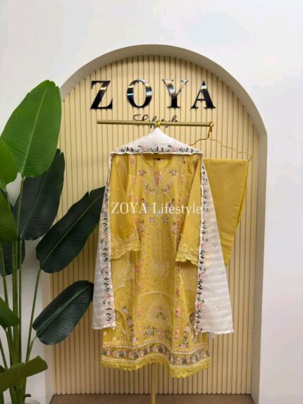 Pakistani inspired stitched 3 piece kamiz set