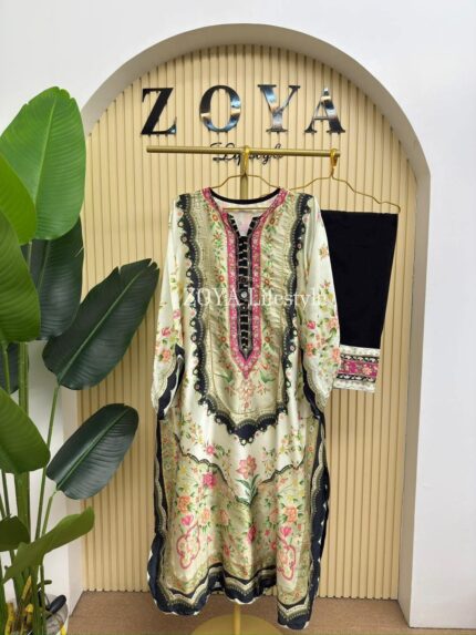 Pakistani Ethnc inspired stitched 2 piece kaftan set