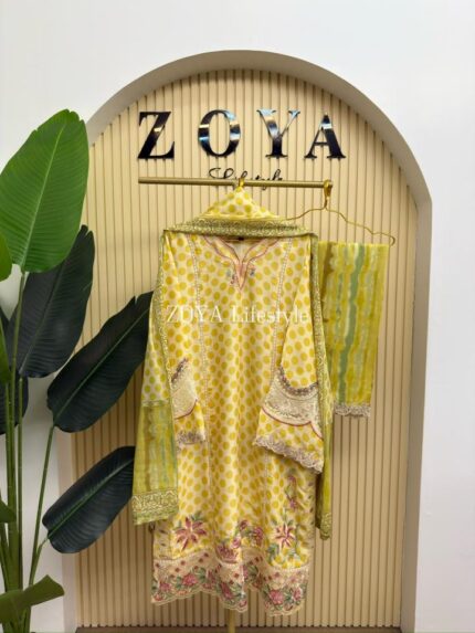 Pakistani inspired stitched 3 piece kamiz set