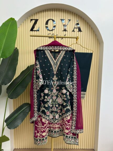 Pakistani ETHNC inspired Stitched premium 3 piece kamiz Set