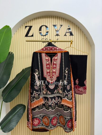 Pakistani ETHNC inspired Stitched premium 3 piece kamiz Set