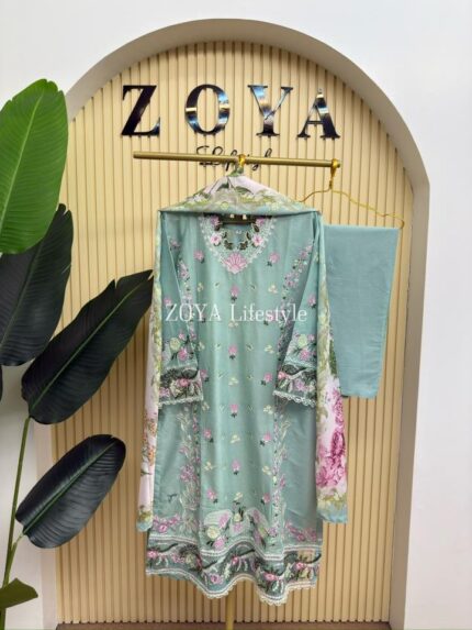 Pakistani inspired stitched 3 piece kamiz set