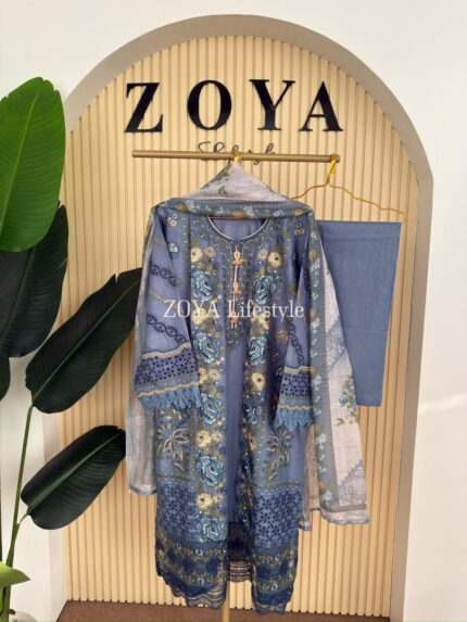 Pakistani inspired stitched 3 piece kamiz set