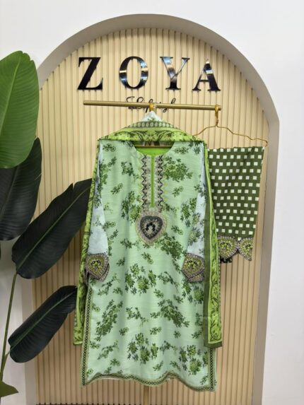 Pakistani inspired stitched 3 piece kamiz set