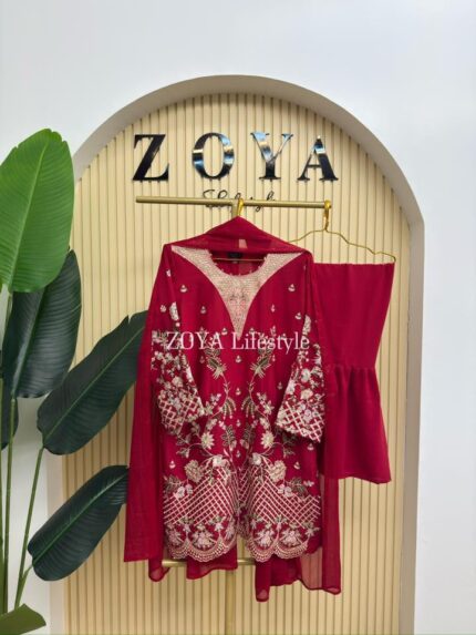 Pakistani ETHNC inspired Stitched premium 3 piece kamiz Set