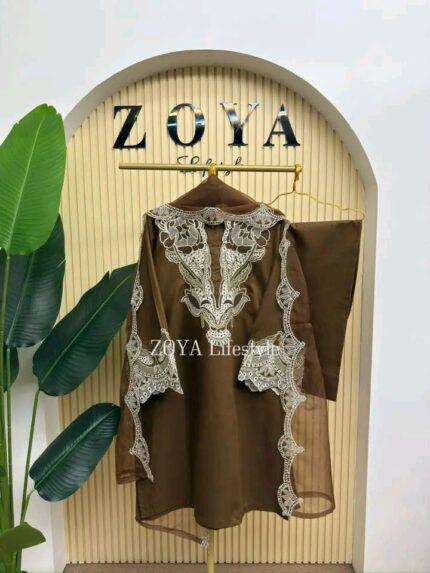 Pakistani Nureh Inspired Stitched 3 piece Farshi kamiz SetSet