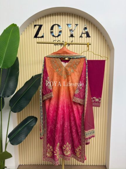 ETHNC inspired Stitched 3 piece kamiz Set