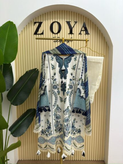 Pakistani inspired stitched 3 piece kamiz set