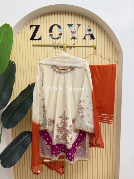 Pakistani ETHNC inspired Stitched premium 3 piece kamiz Set