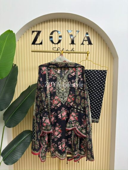 Pakistani inspired stitched 3 piece kamiz set