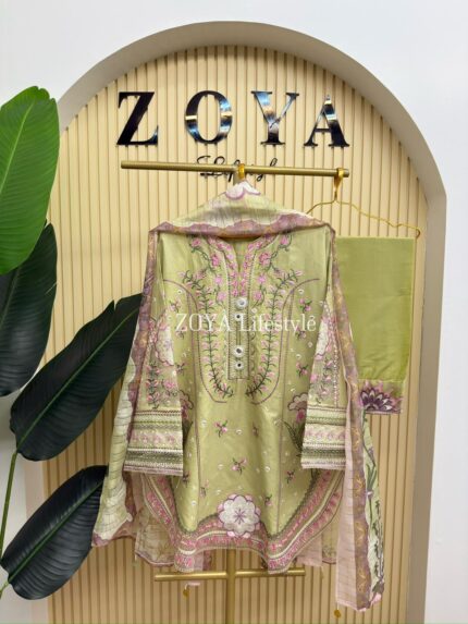 Pakistani inspired stitched 3 piece kamiz set