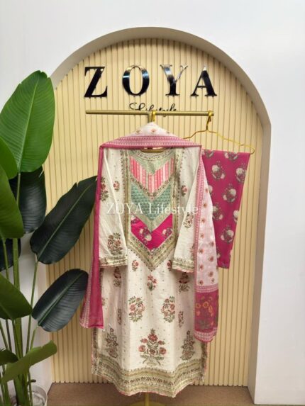 Cotton Embroidered fully stitched 3 piece kamiz
