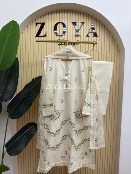 Embroidery Stitched 3 piece kamiz Set