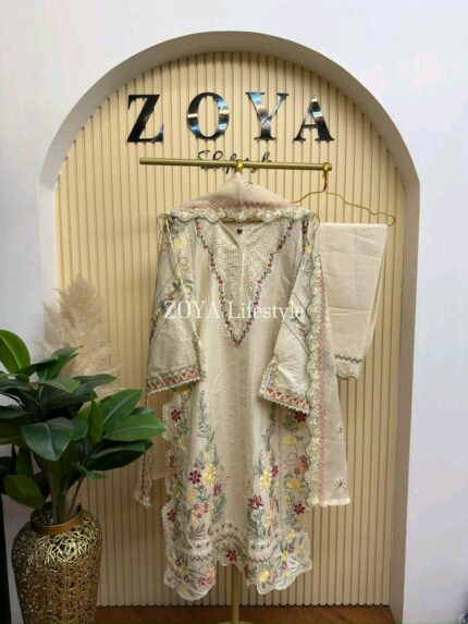 Eid Premium Cotton stitched 3 piece kamiz set