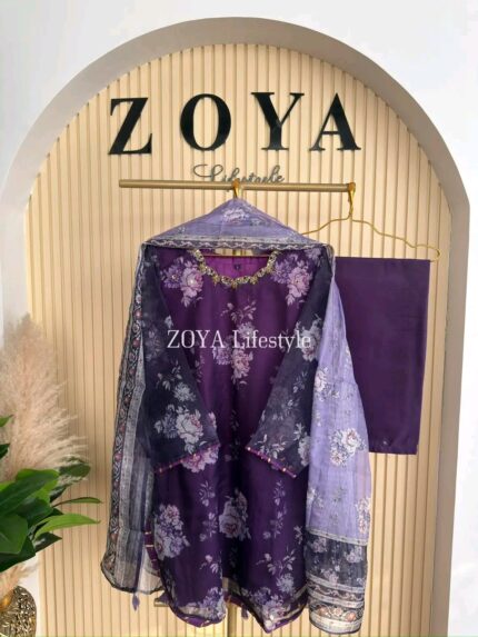 Eid stitched 3 piece kamiz set