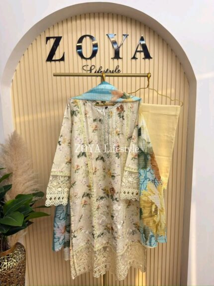 Eid stitched 3 piece kamiz set