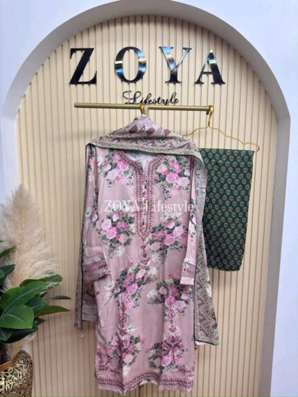 Ethnc inspired stitched 3 piece kamiz set