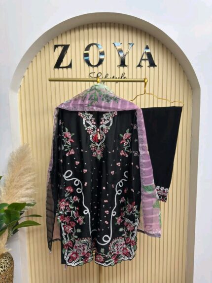 Pakistani inspired Stitched 3 piece short kamiz Set