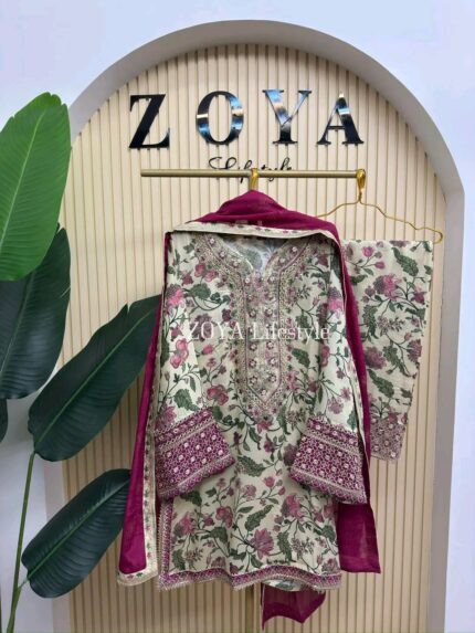 Pakistani inspired stitched 3 piece kamiz set