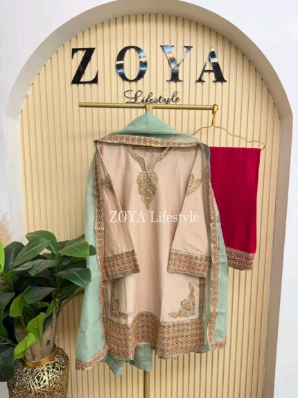 Pakistani Inspired stitched 3 piece kamiz set