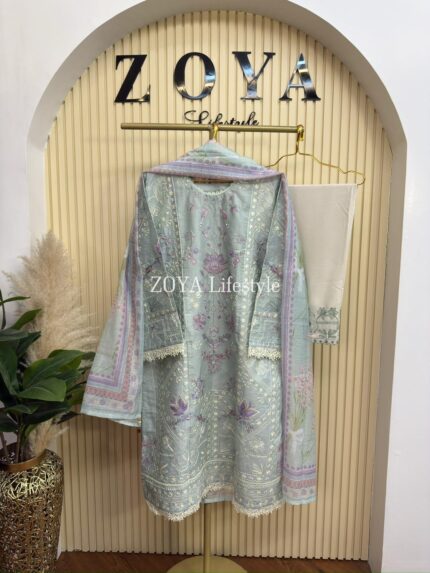 Eid stitched Embroidered 3 piece kamiz set