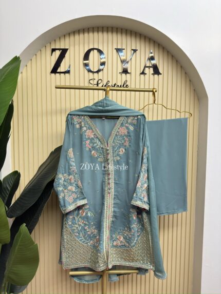 Embroidered Stitched kamiz 3 piece set