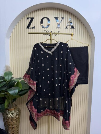 Ethnc  inspired Stitched 3 piece kaftan Set