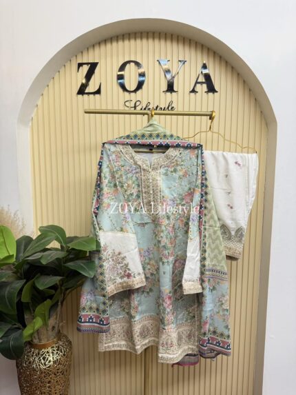 Pakistani Inspired Stitched 3 piece Farshi kamiz set