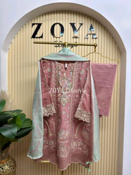 Ethnc Inspired Stitched 3 piece kamiz set