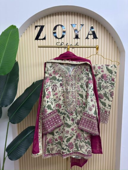 Pakistani inspired stitched 3 piece kamiz set