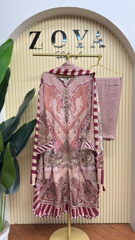 Fully stitched 3 piece long kaftan Kamiz set