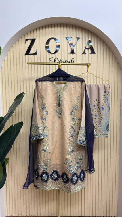 Pakistani Inspired Fully stitched 3 piece kamiz set