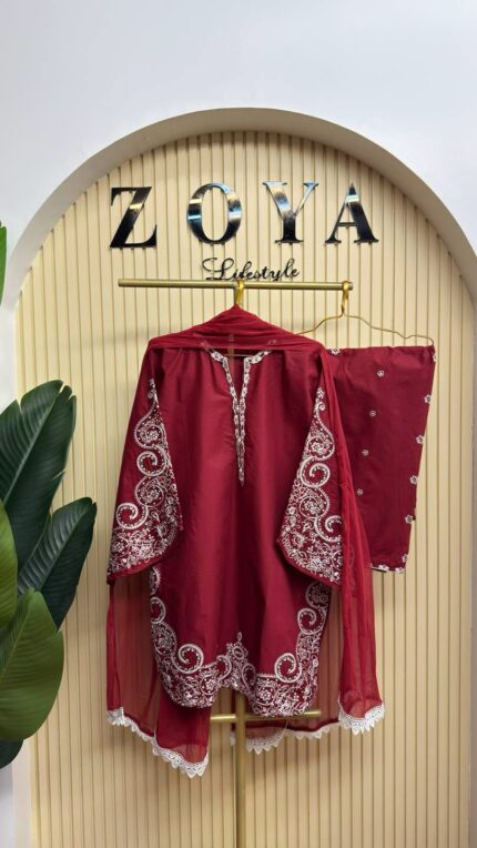 Pakistani Inspired Fully stitched 3 piece kamiz set