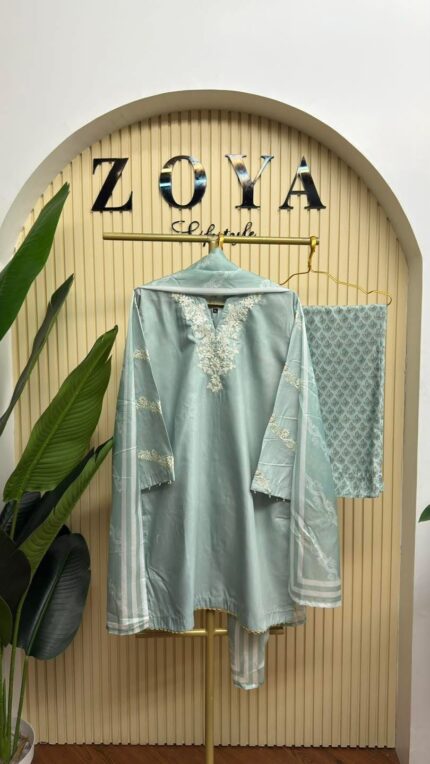 Khaadi Inspired Fully stitched 3 piece Kamiz set