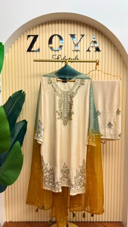 Pakistani Inspired Fully stitched 3 piece Kamiz set