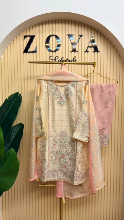 Pakistani Inspired Fully stitched 3 piece Kamiz set