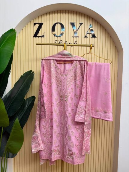 Pakistani Inspired Fully stitched 3 piece Kamiz set