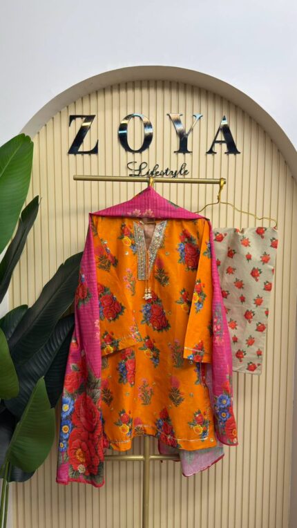 Khaadi inspired Fully stitched 3 piece farshiKamiz set