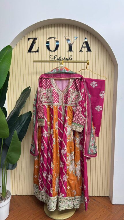 Fully stitched 3 piece anarkali set