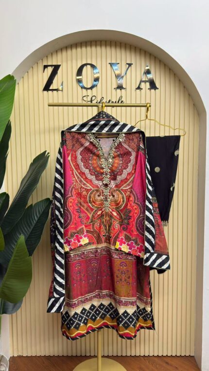 Ethnc inspired Fully stitched 3 piece kaftan Kamiz set