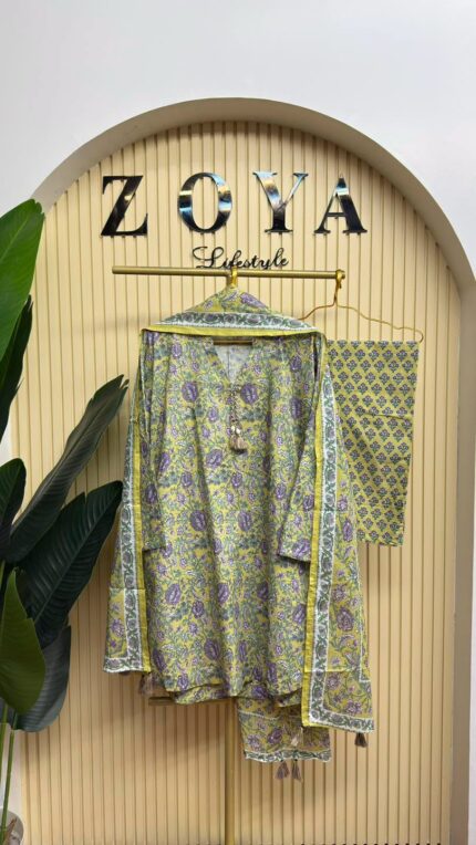 Khaadi inspired Fully stitched 3 piece Kamiz set
