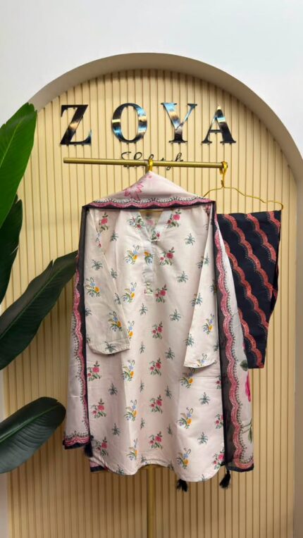 Khaadi inspired Fully stitched 3 piece Kamiz set