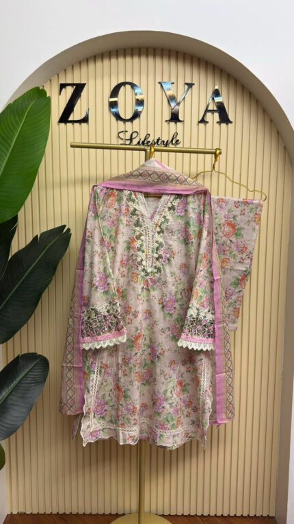 Ethnc inspired stitched 3 piece Kamiz set