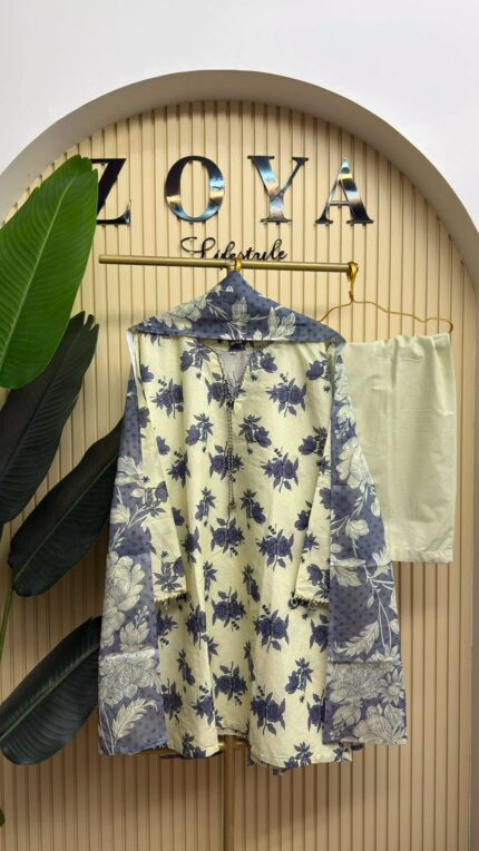 Khaadi inspired Fully stitched 3 piece Kamiz set