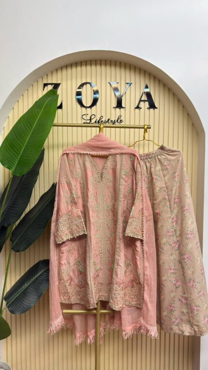 Ethnc inspired stitched 3 piece Kamiz set