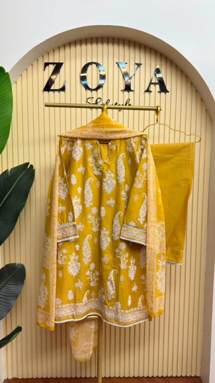 Khaadi Inspired Fully stitched 3 piece Kamiz set