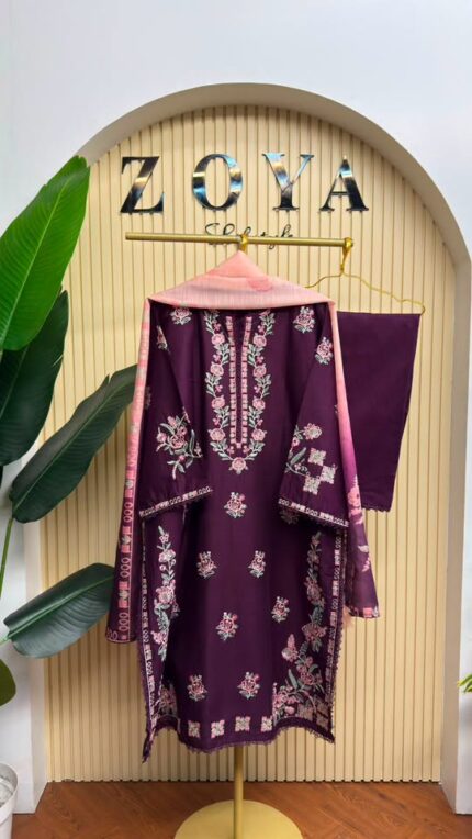 Pakistani inspired stitched 3 piece Kamiz set